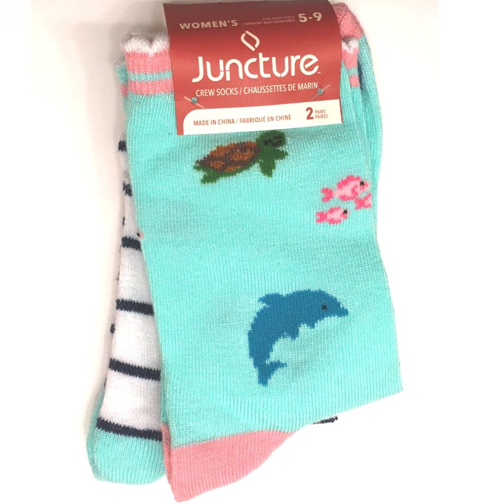 Dolphin Fish Whale Sea Turtle + Striped Socks
